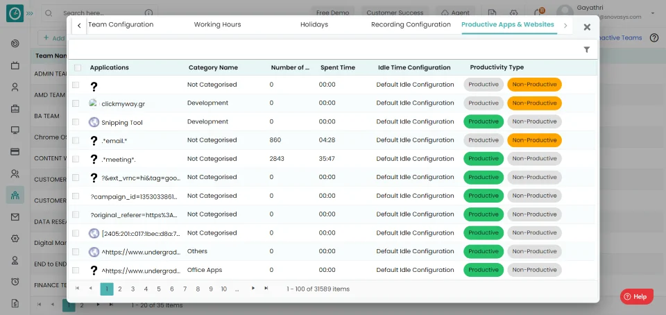 Productive & Websites Tab