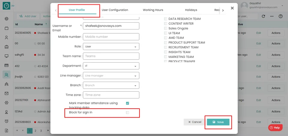 configuration settings